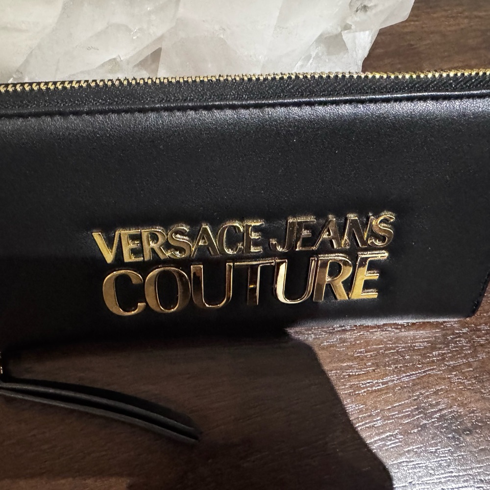 Versace Jeans Collection Black and Gold Zip Wallet